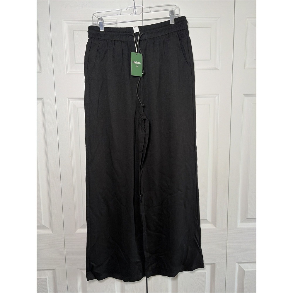 Halara High Waisted Wide Leg Pants Womens Size L Tall Black Viscose Flowy Tall